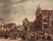 GUARDI, Francesco Pope Pius VI Blessing the People on Campo Santi Giovanni e Paolo sdg Norge oil painting reproduction